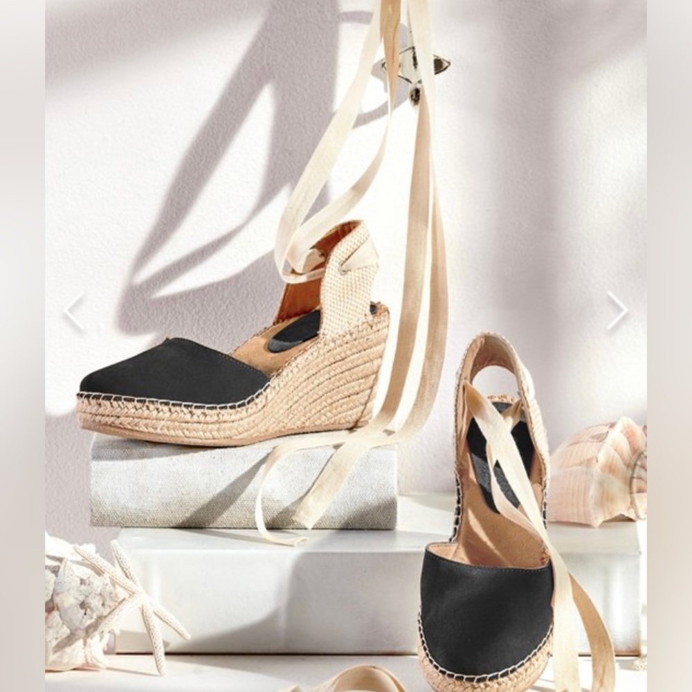 Black Suede Wedge Espadrille - Closed Toe - Brand New in Box Size 10